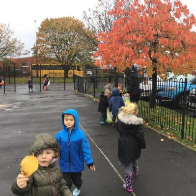 Blossom class enjoyed a walk around the school grounds looking for signs of autumn linked to seasonal changes and understanding the world.