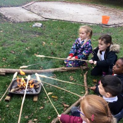 We made bread and cooked it over a fire.