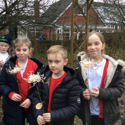 We loved using local wood from our trees to make Christmas trees, we used a shaving horse to make our flowers and practised using a lathe to spin and shape wood.