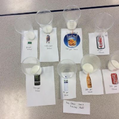 Beech class worked together in small groups to investigate and compare the amount of sugar to be found in different drinks.