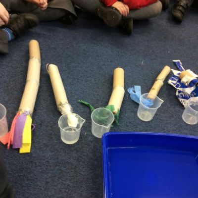 The children were set a challenge to make a mop.