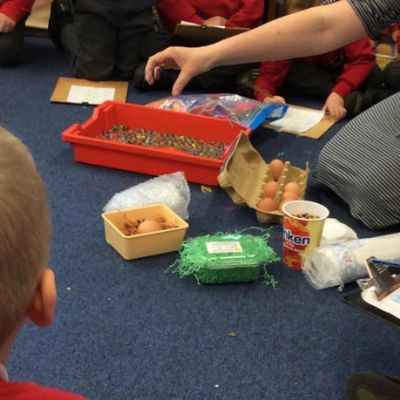 The children tested different materials to see which one would protect the egg.