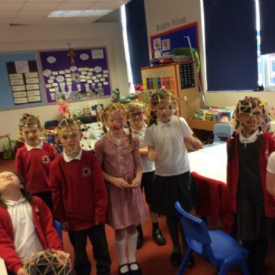 At science club this week, we made ‘geodesic domes’.