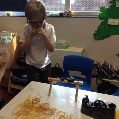 This week we made bridges from spaghetti.