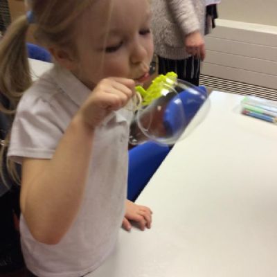 The fairy god,other visited today! She needed our help with the best bubble solution for her bubble wand.