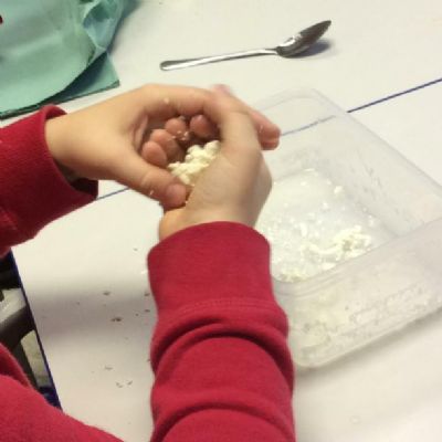 In science club this week we made plastic milk!