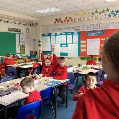 Playing Taboo in English to extend our vocabulary and speaking skills.