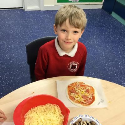 In Almond class they planned how to make a pizza including which base they wanted and toppings.