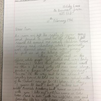Year 5 have been learning about evacuees in WW2.  They wrote letters in role as if they had been evacuated.